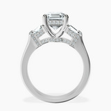 Platinum Astrid Three Stone Trapezoid Lab Diamond Ring side right image one