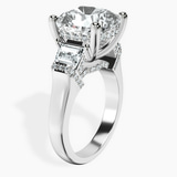 14kt White Gold Astrid Three Stone Trapezoid Lab Diamond Ring standing product image one