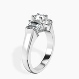 Platinum Astrid Three Stone Trapezoid Lab Diamond Ring standing product image one