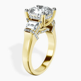 18kt Yellow Gold Astrid Three Stone Trapezoid Lab Diamond Ring standing product image one
