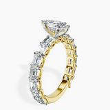 14kt Yellow Gold Giselle Side Emerald Lab Diamond Ring standing product image one