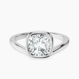 Platinum Bezel Crest Solitaire Lab Diamond Ring front image