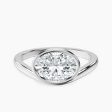 18kt White Gold Bezel Crest Solitaire Lab Diamond Ring front image