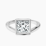10kt White Gold Bezel Crest Solitaire Lab Diamond Ring front image