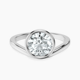 18kt White Gold Bezel Crest Solitaire Lab Diamond Ring front image
