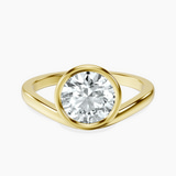 18kt Yellow Gold Bezel Crest Solitaire Lab Diamond Ring front image