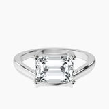 10kt White Gold Crest Four Prong Solitaire Lab Diamond Ring front image