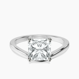 10kt White Gold Crest Four Prong Solitaire Lab Diamond Ring front image