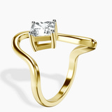 18kt Yellow Gold Crest Sculpt Four Prong Solitaire Lab Diamond Ring standing product image one