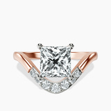 18ct Rose Gold Curved Crest Lab Diamond Ring front image