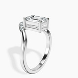 10kt White Gold Curved Crest Lab Diamond Ring standing product image one