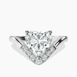 14kt White Gold Curved Crest Lab Diamond Ring front image