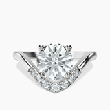 18kt White Gold Curved Crest Lab Diamond Ring front image