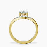10kt Yellow Gold Curved Crest Lab Diamond Ring side right image one