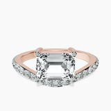 14ct Rose Gold Pave Crest Lab Diamond Ring front image