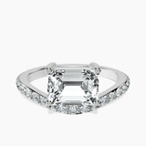 14kt White Gold Pave Crest Lab Diamond Ring front image