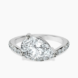 10kt White Gold Pave Crest Lab Diamond Ring front image