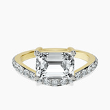 18kt Yellow Gold Pave Crest Lab Diamond Ring front image