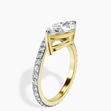 18ct Yellow Gold Pave Crest Lab Diamond Ring standing product image one