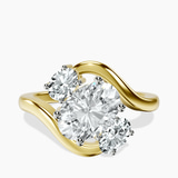 10kt Yellow Gold Three Stone Crest Lab Diamond Ring front image