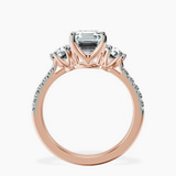 14kt Rose Gold Tiara Three stone Lab Diamond Ring side right image one