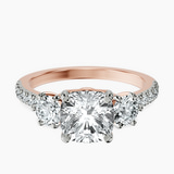 14kt Rose Gold Tiara Three stone Lab Diamond Ring front image