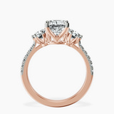 14kt Rose Gold Tiara Three stone Lab Diamond Ring side right image one