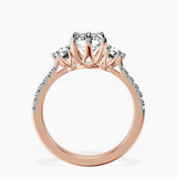 14kt Rose Gold Tiara Three stone Lab Diamond Ring side right image one
