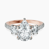 14kt Rose Gold Tiara Three stone Lab Diamond Ring front image