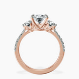 14kt Rose Gold Tiara Three stone Lab Diamond Ring side right image one