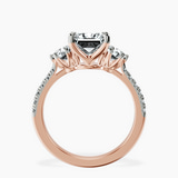 14kt Rose Gold Tiara Three stone Lab Diamond Ring side right image one