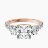 14kt Rose Gold Tiara Three stone Lab Diamond Ring front image