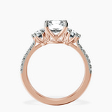 14kt Rose Gold Tiara Three stone Lab Diamond Ring side right image one