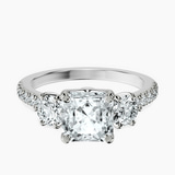 14kt White Gold Tiara Three stone Lab Diamond Ring front image