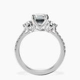 14kt White Gold Tiara Three stone Lab Diamond Ring side right image one