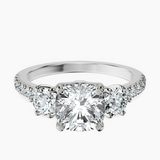 Platinum Tiara Three stone Lab Diamond Ring front image