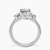 Platinum Tiara Three stone Lab Diamond Ring side right image one