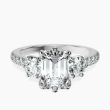 Platinum Tiara Three stone Lab Diamond Ring front image