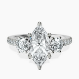 Platinum Tiara Three stone Lab Diamond Ring front image