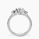 Platinum Tiara Three stone Lab Diamond Ring side right image one