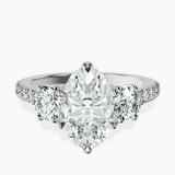14kt White Gold Tiara Three stone Lab Diamond Ring front image
