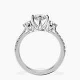 14kt White Gold Tiara Three stone Lab Diamond Ring side right image one
