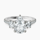 Platinum Tiara Three stone Lab Diamond Ring front image