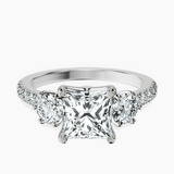 18kt White Gold Tiara Three stone Lab Diamond Ring front image