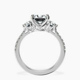 18kt White Gold Tiara Three stone Lab Diamond Ring side right image one