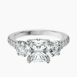 Platinum Tiara Three stone Lab Diamond Ring front image