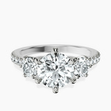 14kt White Gold Tiara Three stone Lab Diamond Ring front image