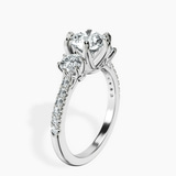 14kt White Gold Tiara Three stone Lab Diamond Ring standing product image one