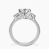 14kt White Gold Tiara Three stone Lab Diamond Ring side right image one