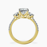 10kt Yellow Gold Tiara Three stone Lab Diamond Ring side right image one